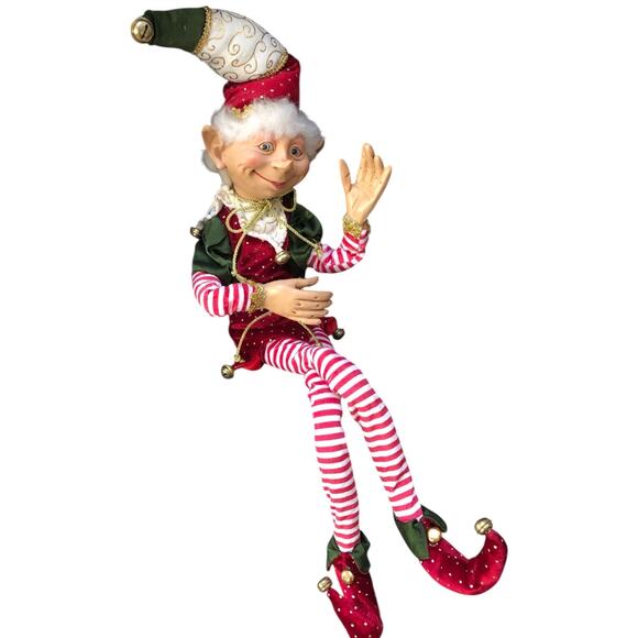 Large Poseable Elf Doll Christmas Decor 34" - Picture 1 of 7